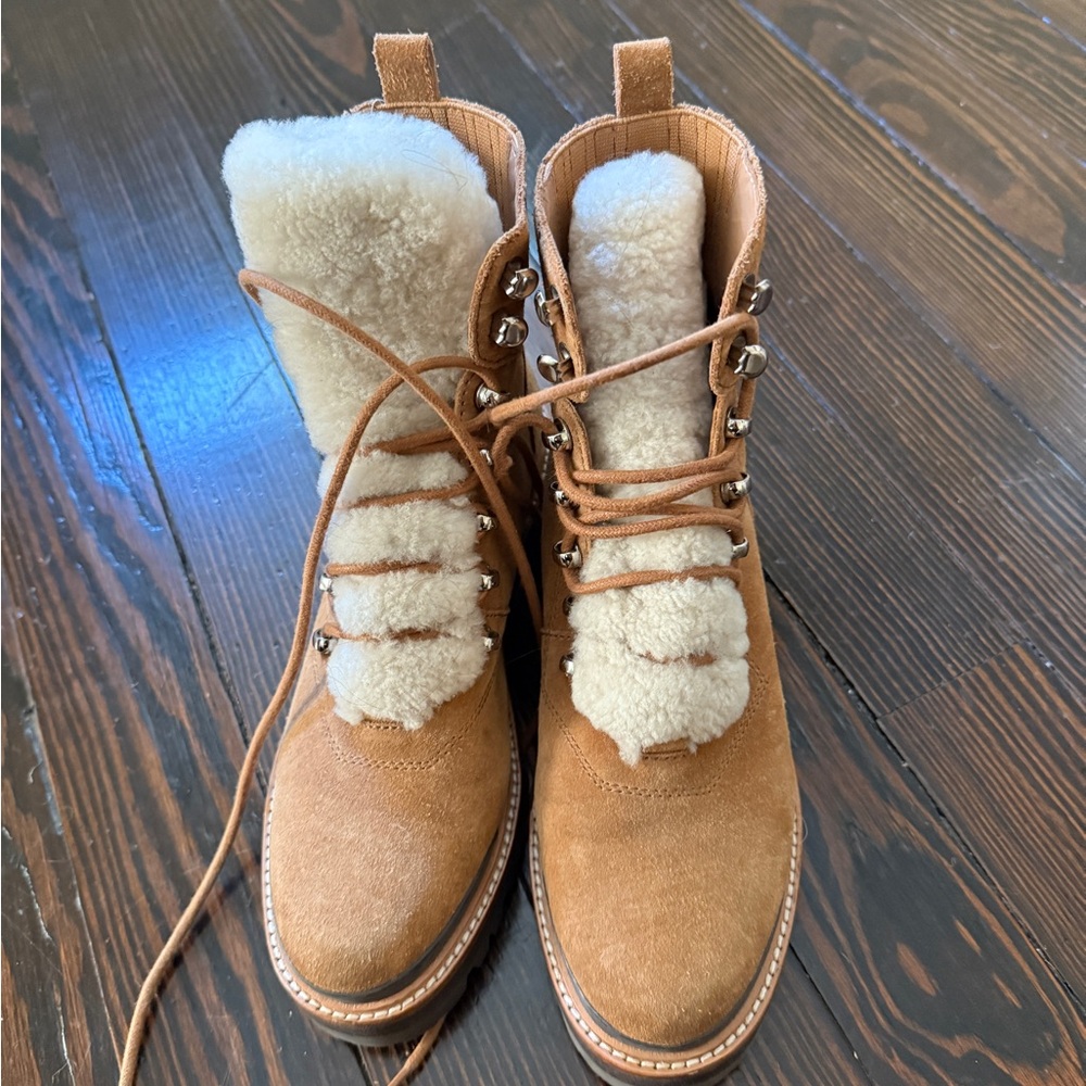 Marc Fisher Lizzie Tan Lace-Up Boots